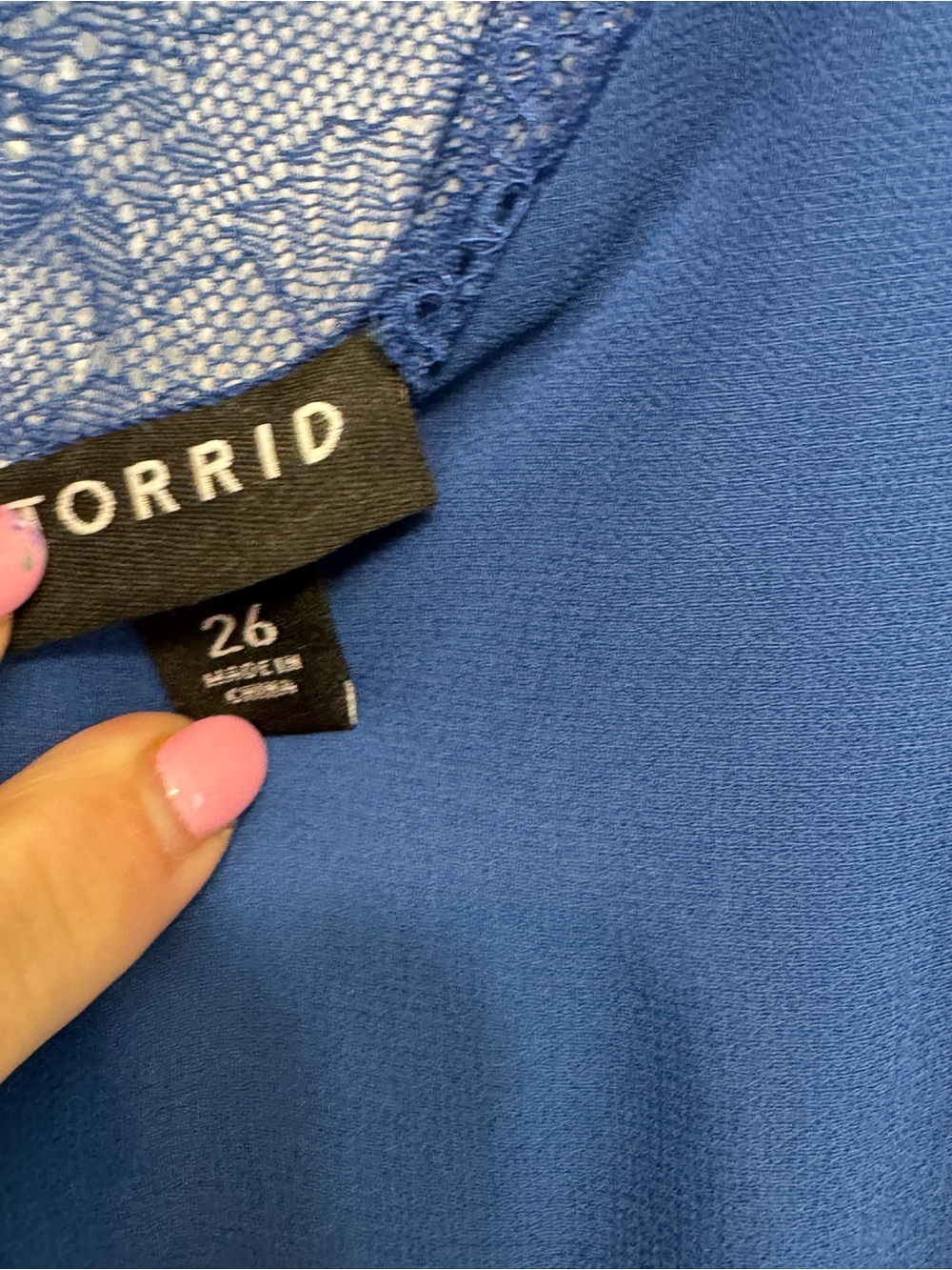 Torrid Blue Lace Yoke Chiffon Midi Dress - Picture 4 of 8